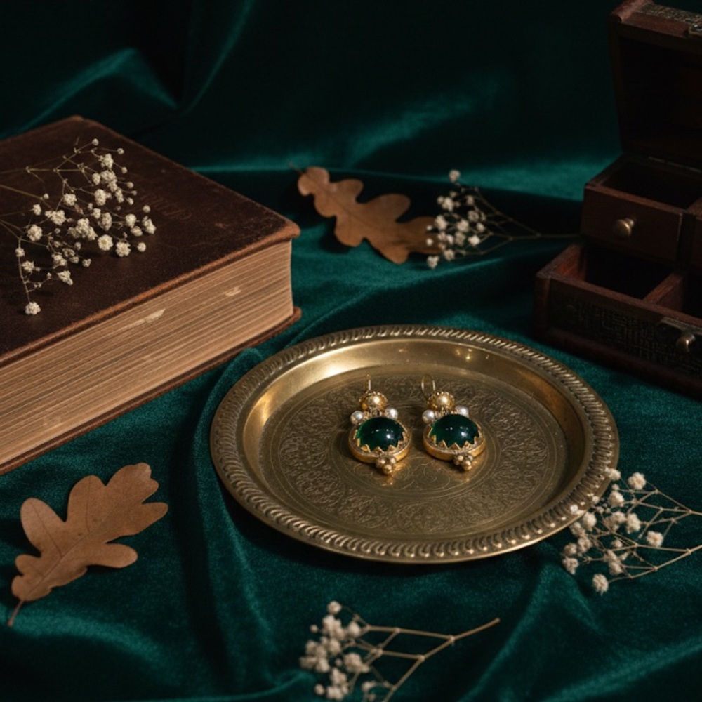 Elegant Gold and Green Earrings
